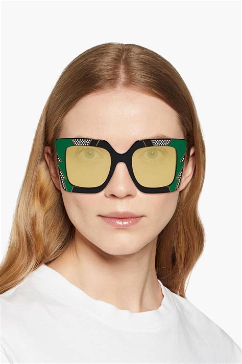 square-frame acetate sunglasses gucci replica|More.